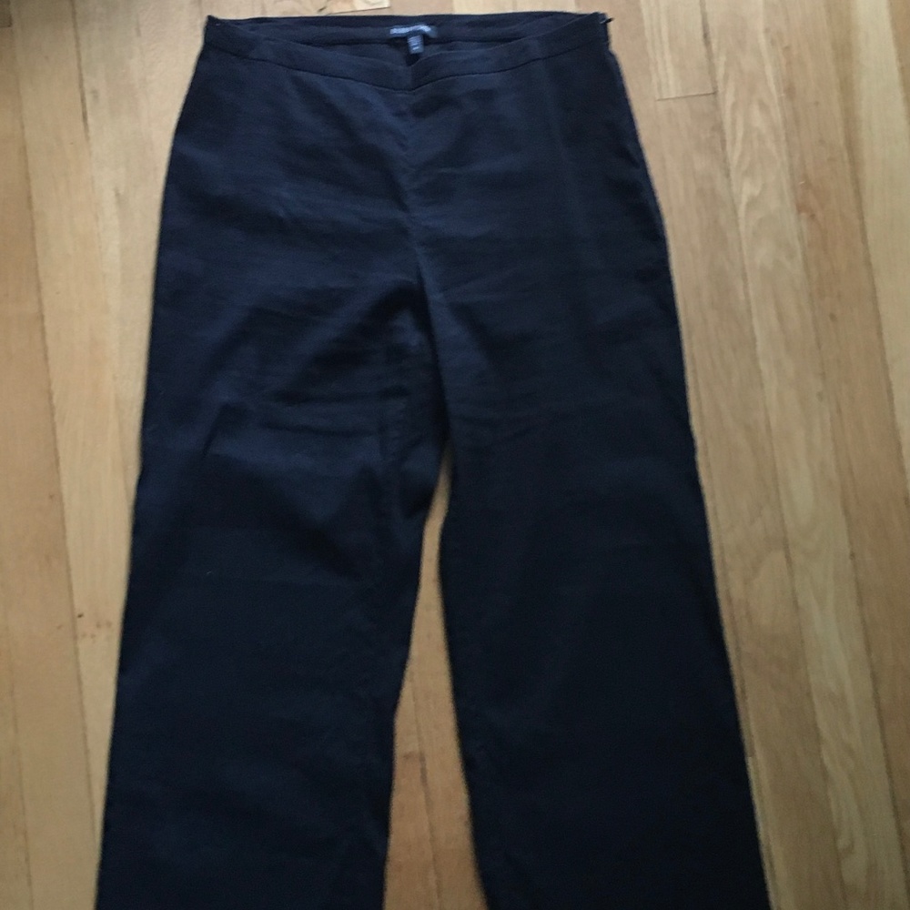 Eileen Fisher black linen blend wide leg pants (8)